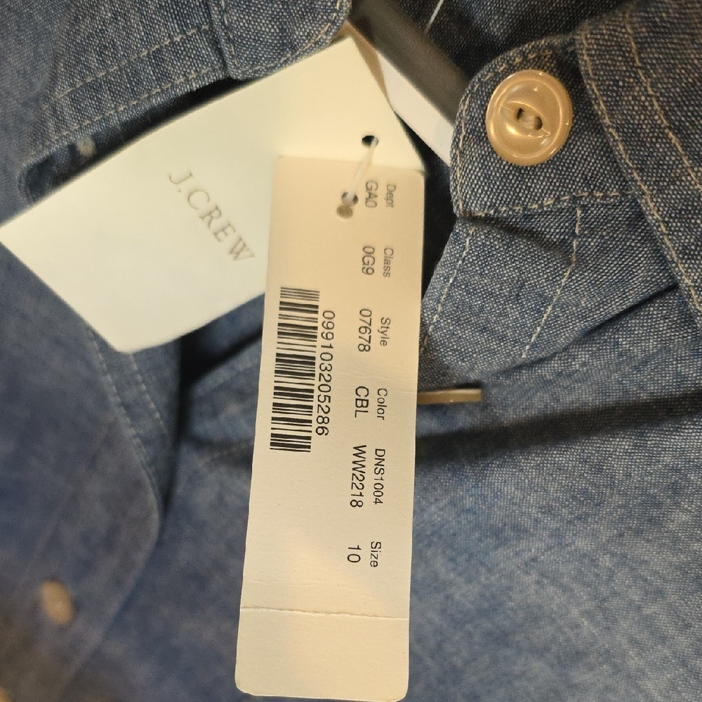 J.crew Chambray 10 NWT Blue Button-Up Shirt RARE - Picture 2 of 4